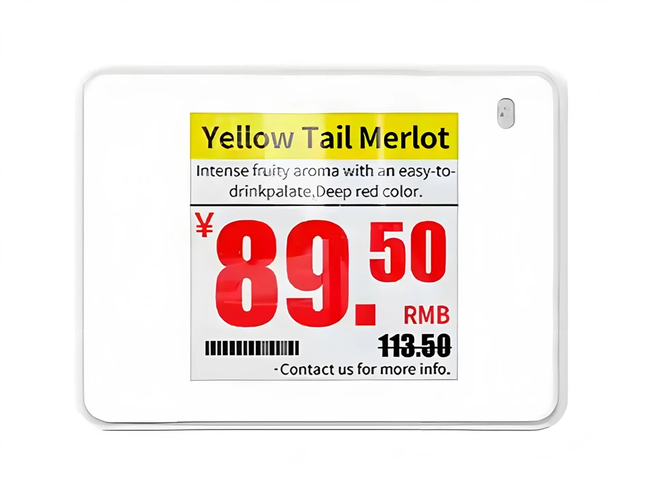 1,54 hazbeteko lau koloreko prezioen etiketa elektronikoa